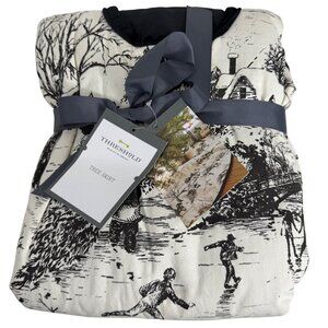 Holiday Winter Scene Horses Cotton Tree Skirt Velvet Trim NWT By THRESHOLD HTF